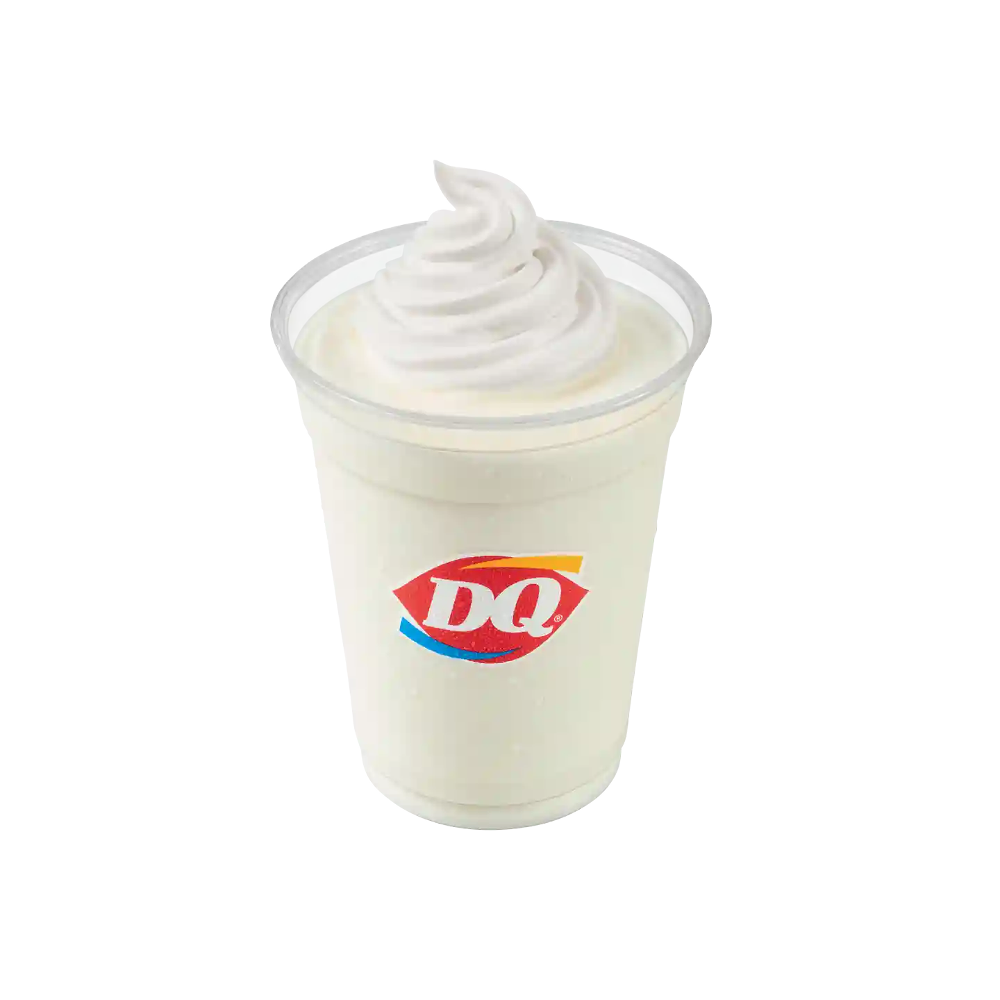 Vanilla Shake with whipped cream topping in a DQ cup.
